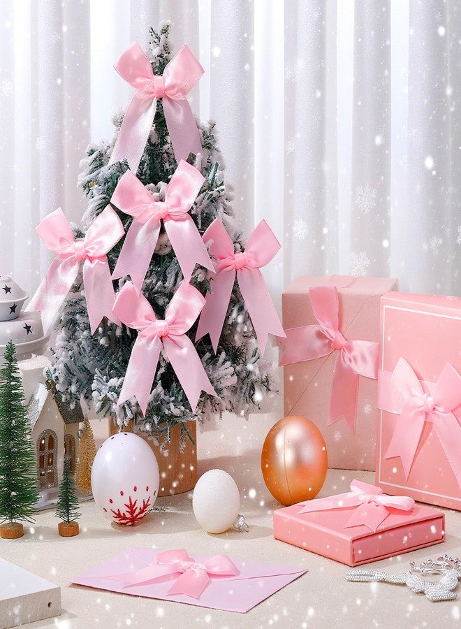 ProSuites 60 Pcs Pink Bows 3.3 Inch Pink Satin Ribbon Bows for Gift Wrapping, Party Decorations, Wedding Decor, Christmas, Crafts, Sewing - Image 3